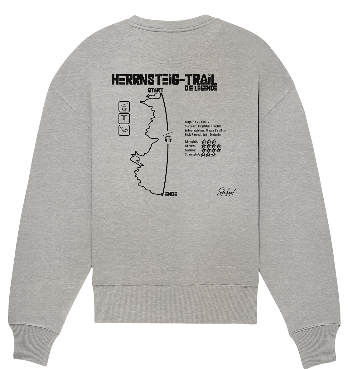 Stoked Line Outdoor Streetwear Sweatshirt Herrnsteig Trail Kronplatz