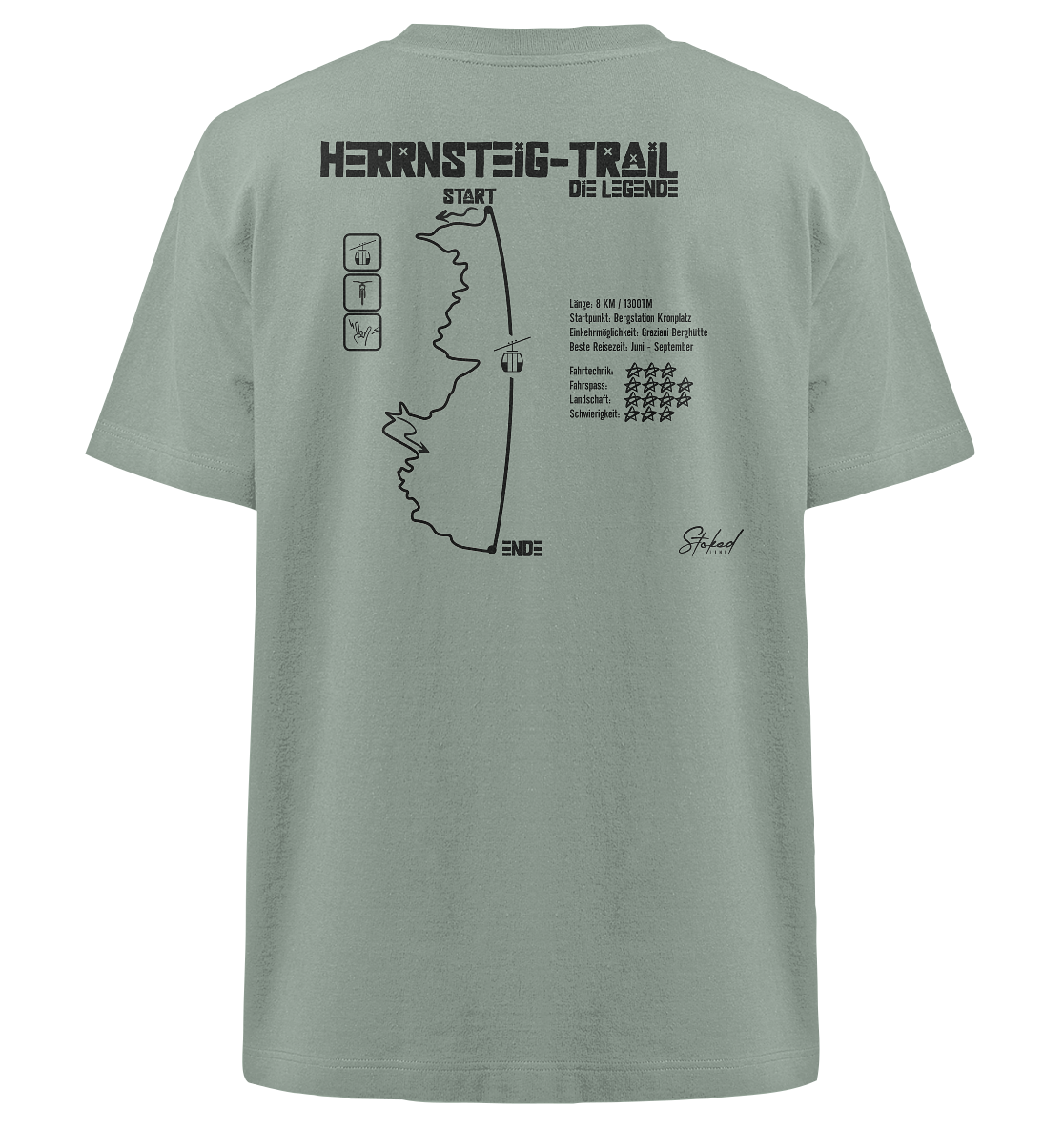 Stoked Line Outdoor Streetwear T-Shirt Herrnsteig Trail Kronplatz