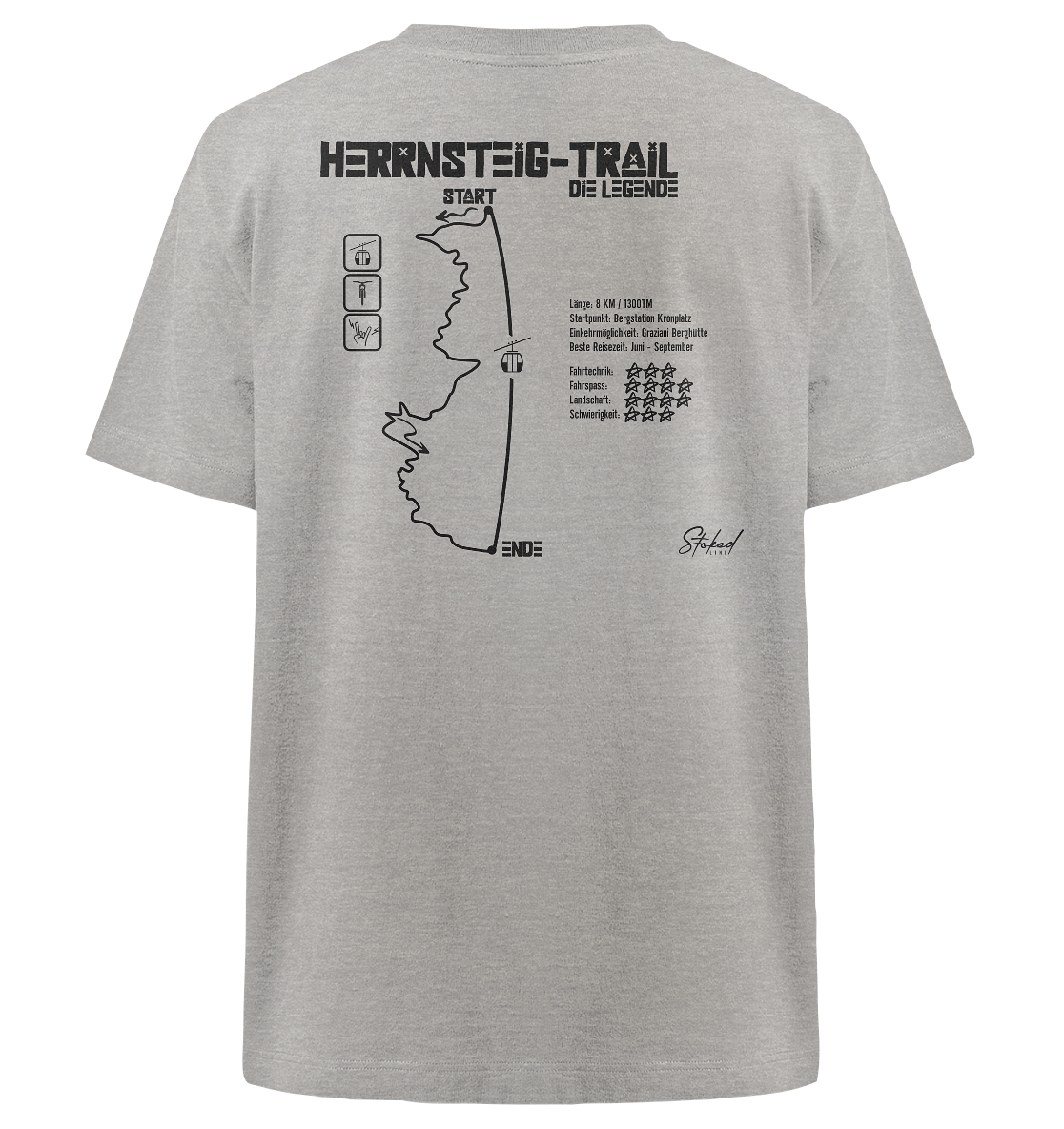 Stoked Line Outdoor Streetwear T-Shirt Herrnsteig Trail Kronplatz