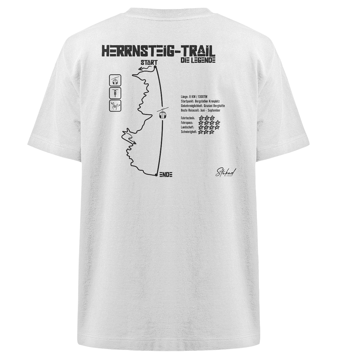 Stoked Line Outdoor Streetwear T-Shirt Herrnsteig Trail Kronplatz