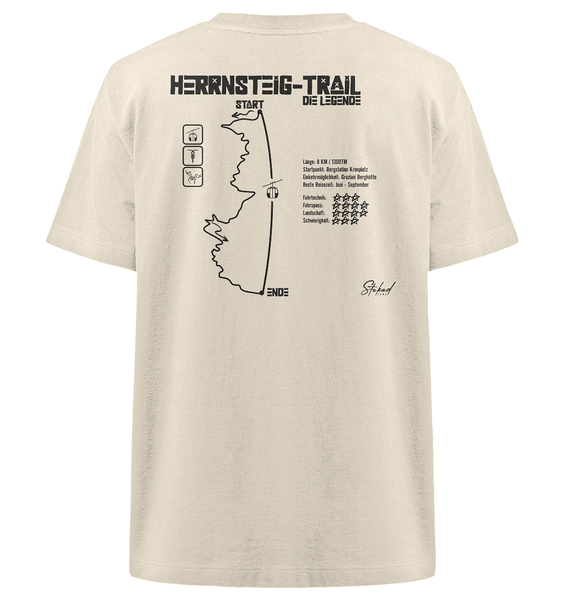 Stoked Line Outdoor Streetwear T-Shirt Herrnsteig Trail Kronplatz