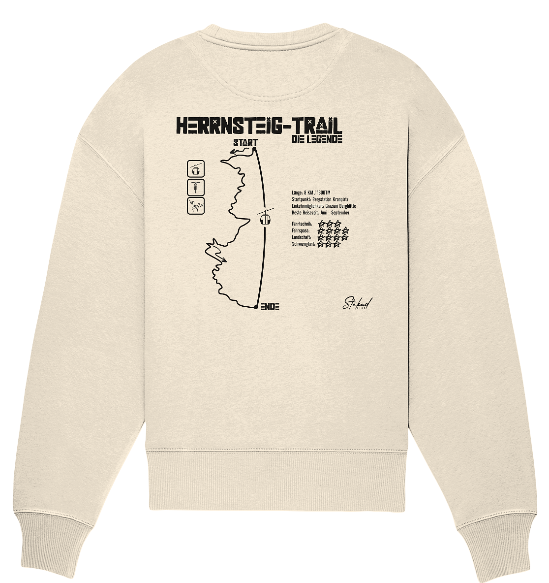 Stoked Line Outdoor Streetwear Sweatshirt Herrnsteig Trail Kronplatz